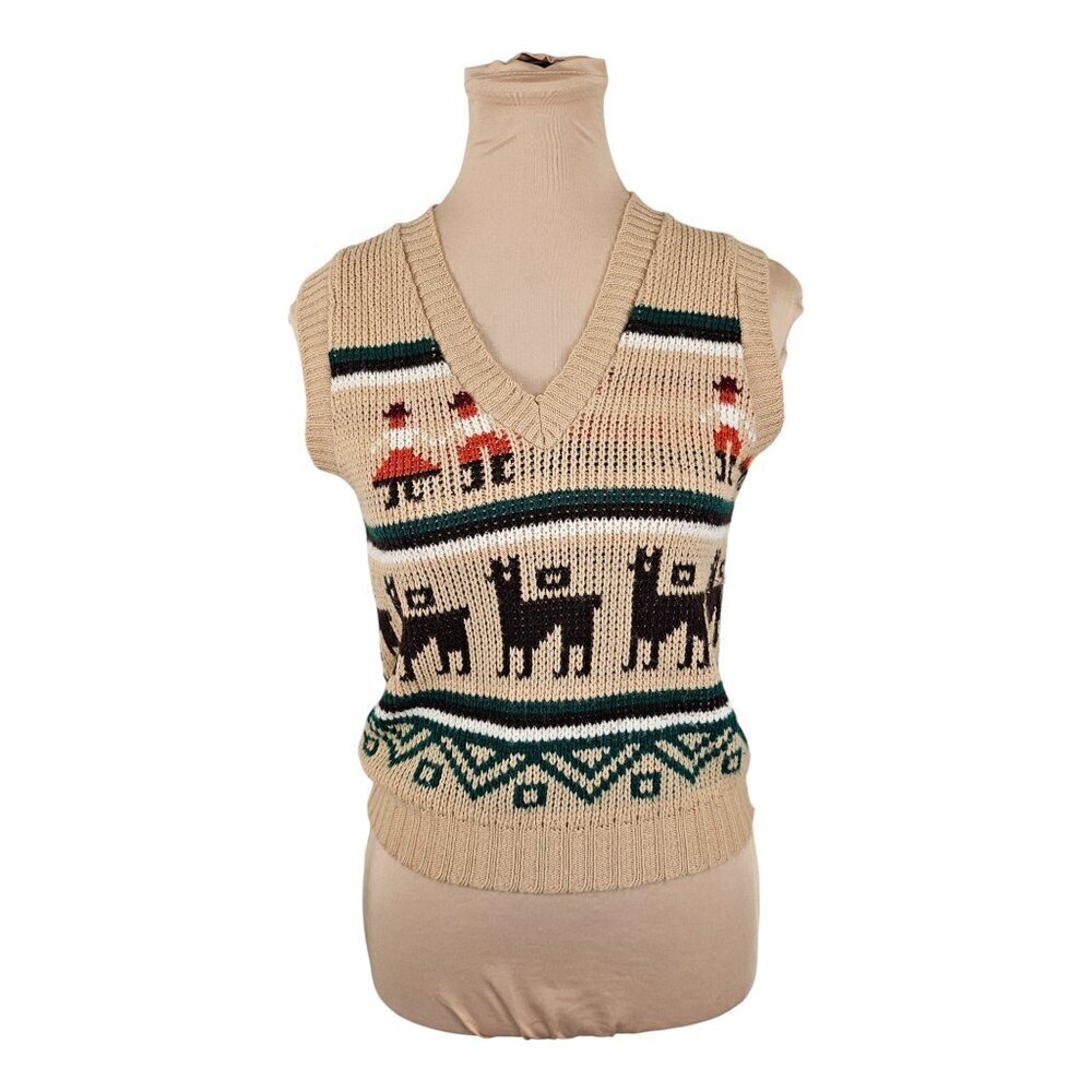 George Vintage Alpaca Cream Colored Sweater Vest Knit Sz s